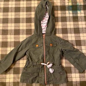 Army green jacket with floral print